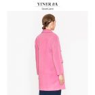 YINER音儿美地GoodLand/玫红中长款西装领羊毛大衣外套85880157