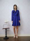 【钜惠款】OBBLIGATO奥丽嘉朵2023春季金标宝蓝色金属扣点缀领口收腰显瘦连衣裙1C33105420