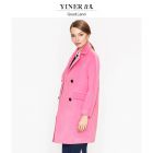 YINER音儿美地GoodLand/玫红中长款西装领羊毛大衣外套85880157