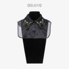 【不参与满减】OBBLIGATO奥丽嘉朵2021春季新款黑色重工珠钻刺绣蝴蝶结假领子1C31193070