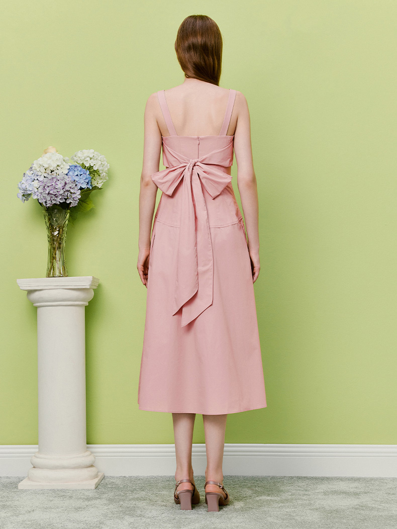 2026新款少女柔粉吊带方领连衣裙LKBTSS51050