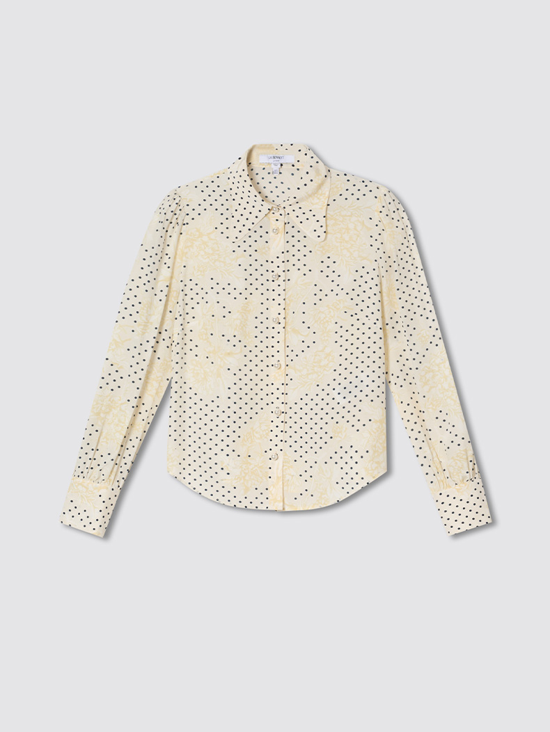 2026新款真丝桑蚕丝波点花卉印花衬衫LKBTSS34019