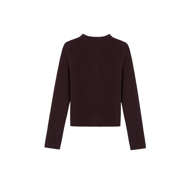 Lumsonare琅颂2025冬季羊毛羊绒小立领直筒开衫 9CY5506700