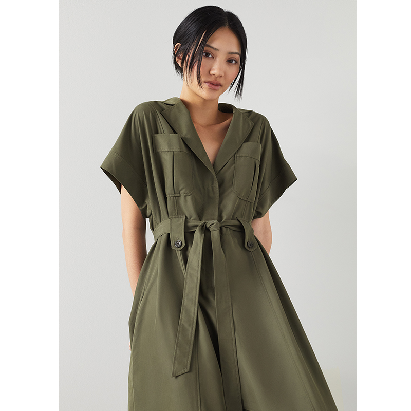 LK BENNETT ｜2024春新款时尚简约绿色连体裤LKBTFS51024