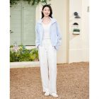 Lumsonare琅颂2025夏季天丝亚麻透气松紧腰直筒裤 9CY5220320