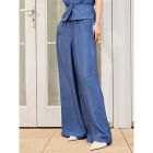 Lumsonare琅颂2025夏季松紧腰100%醋酸直筒阔腿裤9CY5220070