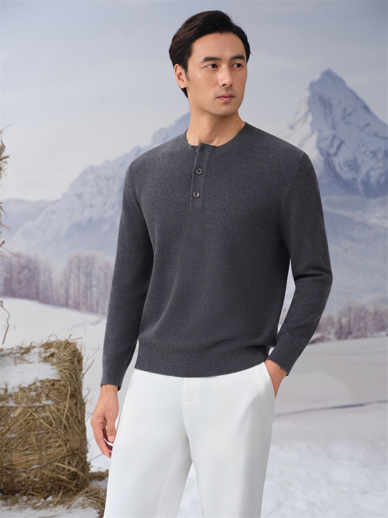 HEARDRO 男士亨利领HandsFree可机洗羊毛衫 8335322160