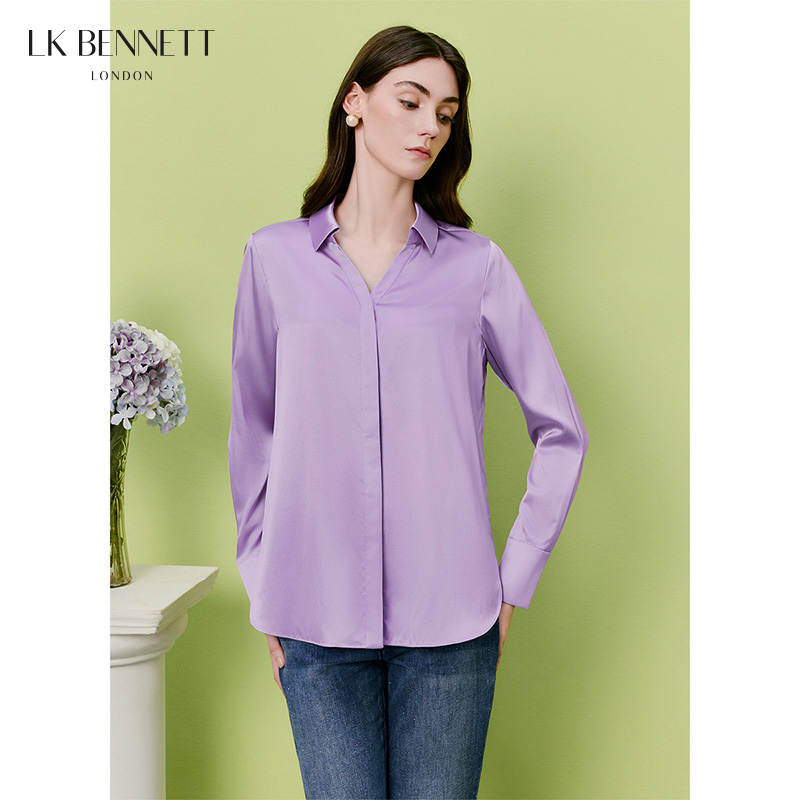 2026年新款温柔紫真丝桑蚕丝衬衫