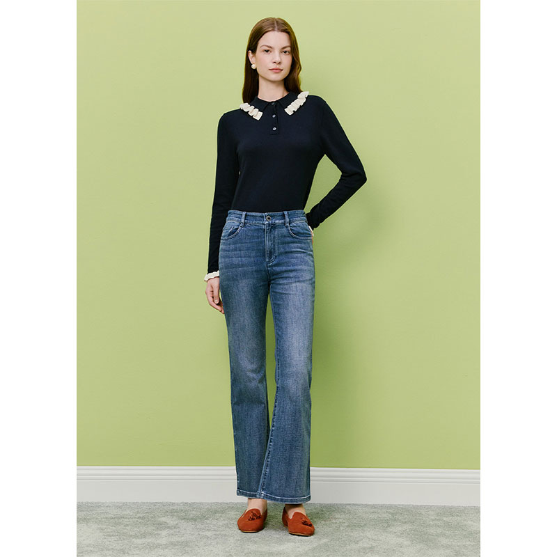 2026早春新款九分微喇裤TR ALEXA蓝色裤子