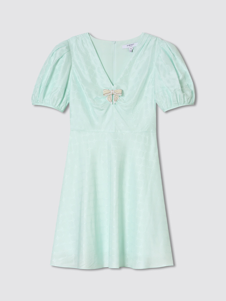  2026赛马会款新款真丝桑蚕丝蝴蝶结连衣裙LKBTSS51041