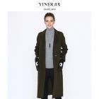 YINER音儿GoodLand/时尚简洁大红色H型拼毛图案中长款大衣86580986