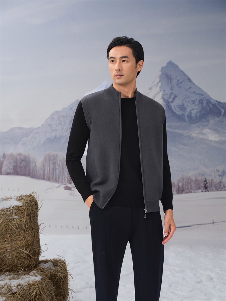 HEARDRO 男士立领开衫HandsFree可机洗羊毛马甲 8335322120