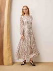 OBBLIGATO奥丽嘉朵2025秋季新品白色桑蚕丝压褶休闲飘逸连衣裙1C65305720