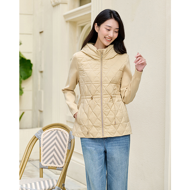 Lumsonare琅颂2025冬季菱格针织袖鸭绒羽绒服 9CY5508200