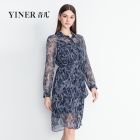 YINER音儿秋款/时尚抽象印花真丝两件套女衬衫薄86330020