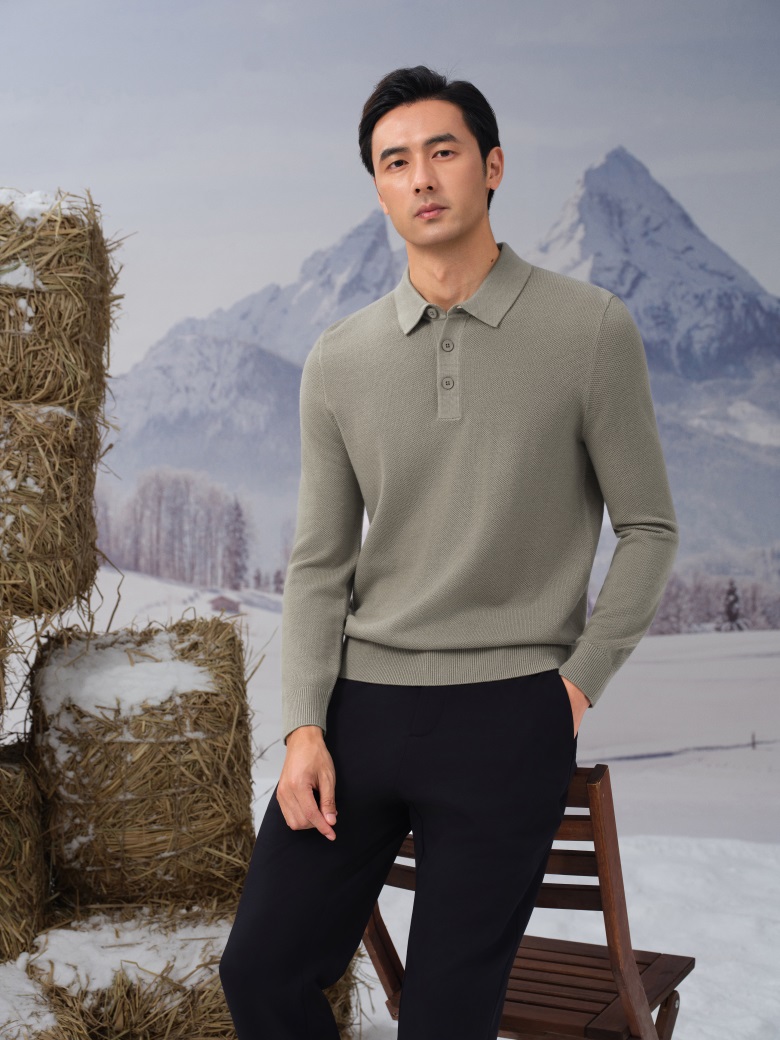 HEARDRO 男士【老钱风】肌理针织HandsFree可机洗POLO羊毛衫 8335322140