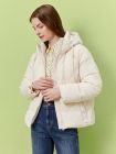LK BENNETT米色纯色白鹅绒连帽收腰保暖羽绒服外套LKBTSA64100