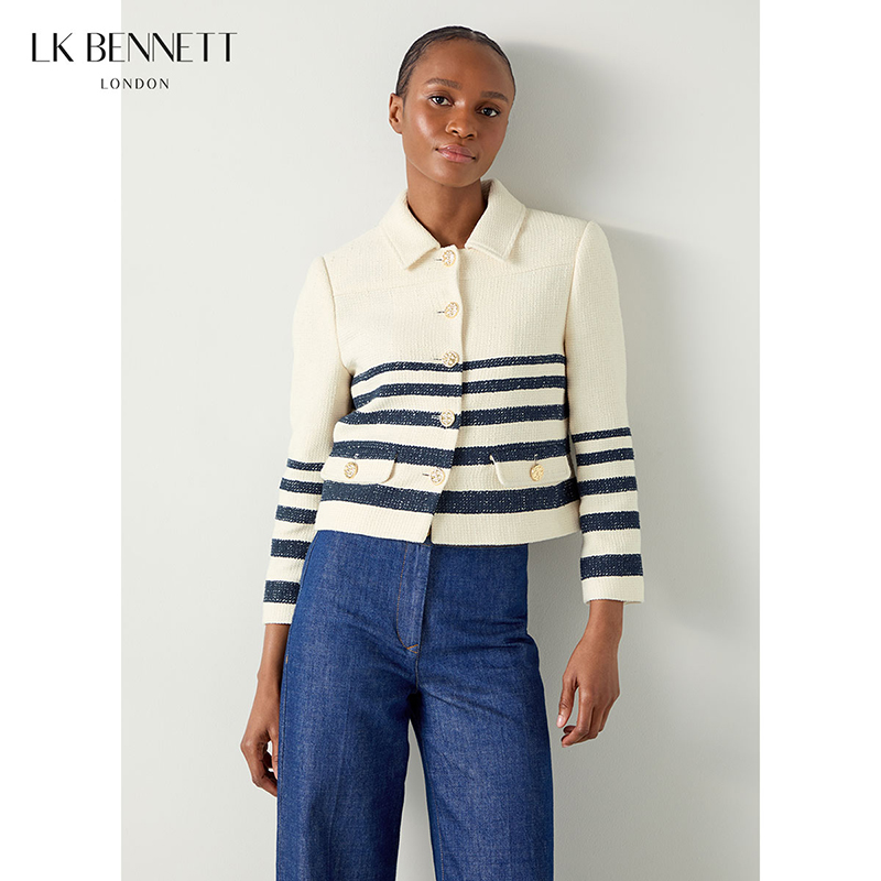 LK BENNETT ｜2024年秋撞色条纹小香风外套LKBTFA54001