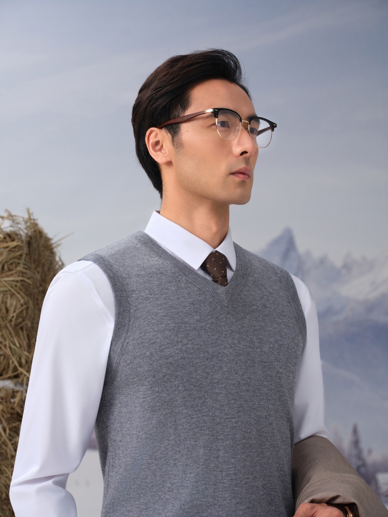 HEARDRO 男士V领可机洗WASHABLE精纺羊毛背心 8335322110