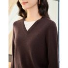 Lumsonare琅颂2025冬季复古羊毛羊绒假两件拼接毛织衫 9CY5506690