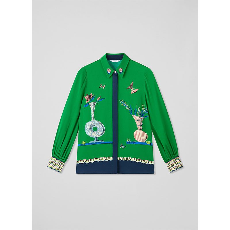 2026年早春新款花漾衬衫TW ISLA绿色上衣