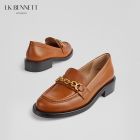 LK BENNETT|2023真皮粗跟乐福鞋女秋冬牛皮英伦风通勤单鞋