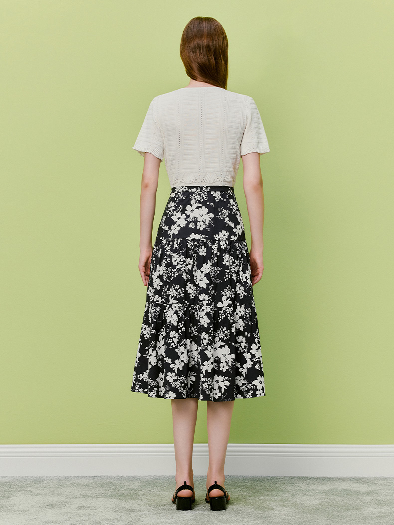 2026新款水墨碎花深蓝半裙LKBTSS48100