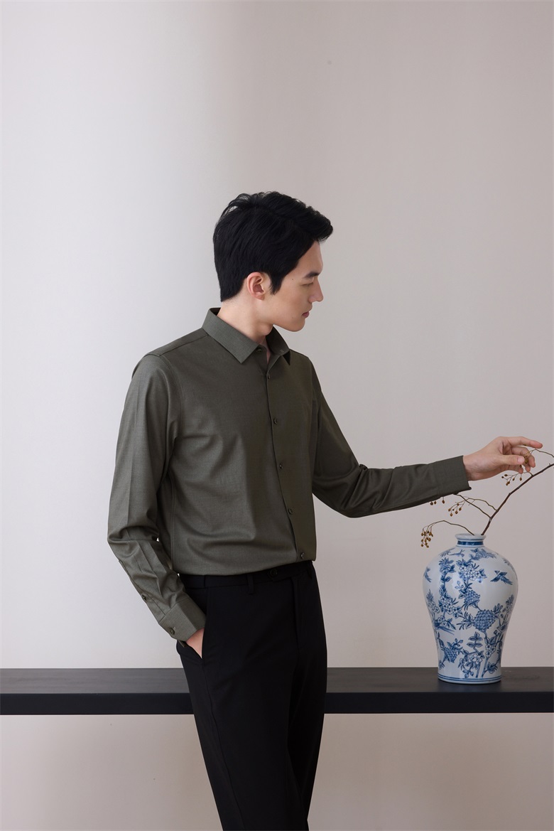 HEARDRO 男士莫代尔易打理舒弹长袖衬衣 8335122020