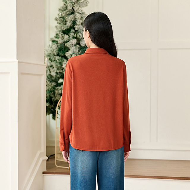 Lumsonare琅颂2025冬季高智感长袖西装衬衫 9CY5530010