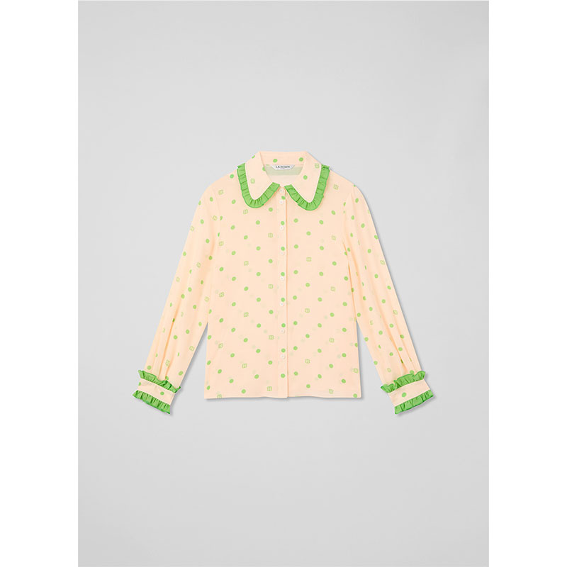 LK2026早春新款花瓣领衬衫TW MILDRED米色上衣