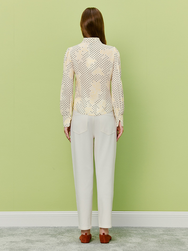 2026新款真丝桑蚕丝波点花卉印花衬衫LKBTSS34019